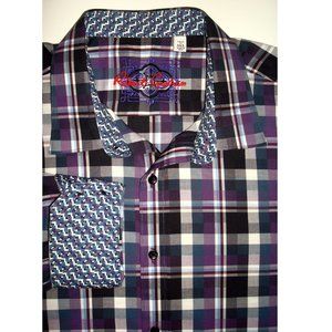 New! ROBERT GRAHAM 3XL Multi-Color Plaid Check, Contrast Flip Cuffs LS Shirt